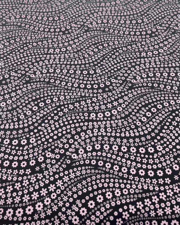 Black Lilac Floral Non Stretch Woven Fabric