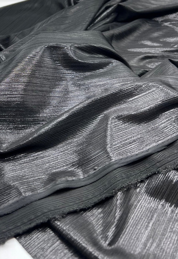 Black Metallic Foil Rib Fabric