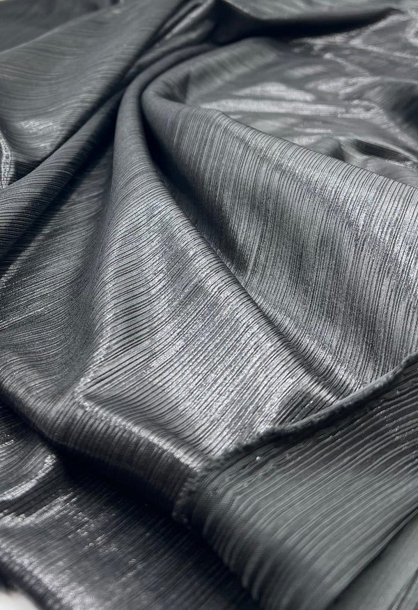 Black Metallic Foil Rib Fabric