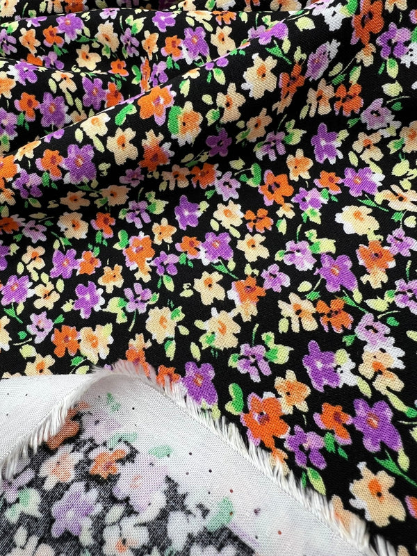 Black Multi Ditsy Lightweight Non Stretch Woven Fabric