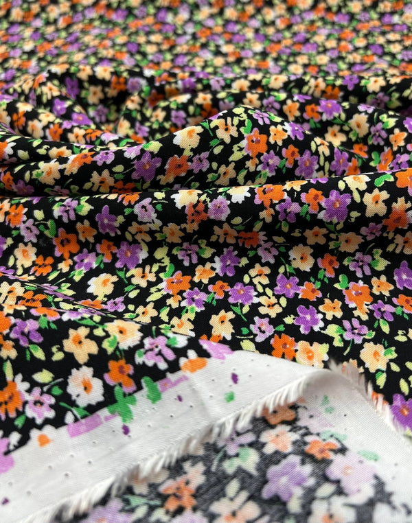 Black Multi Ditsy Lightweight Non Stretch Woven Fabric