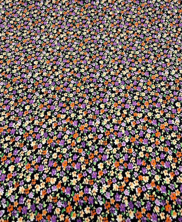 Black Multi Ditsy Lightweight Non Stretch Woven Fabric