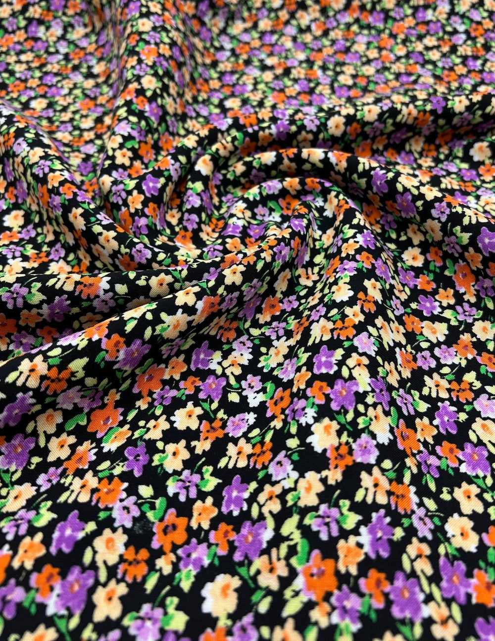Black Multi Ditsy Lightweight Non Stretch Woven Fabric