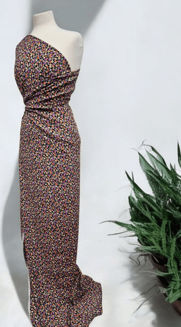 Black Multi Ditsy Lightweight Non Stretch Woven Fabric
