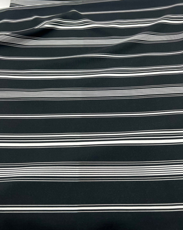 Black Multi Vertical Stripe Lightweight Non Stretch Fabric