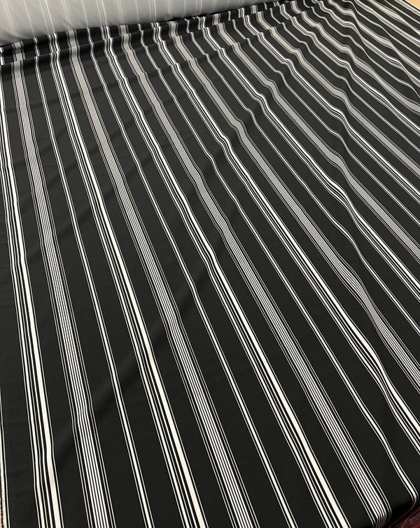 Black Multi Vertical Stripe Lightweight Non Stretch Fabric