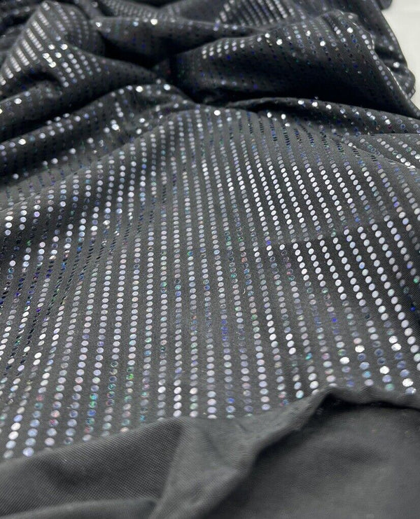 Black Multicoloured Sequin Detail Soft Touch Stretch Fabric