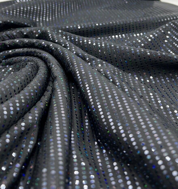 Black Multicoloured Sequin Detail Soft Touch Stretch Fabric