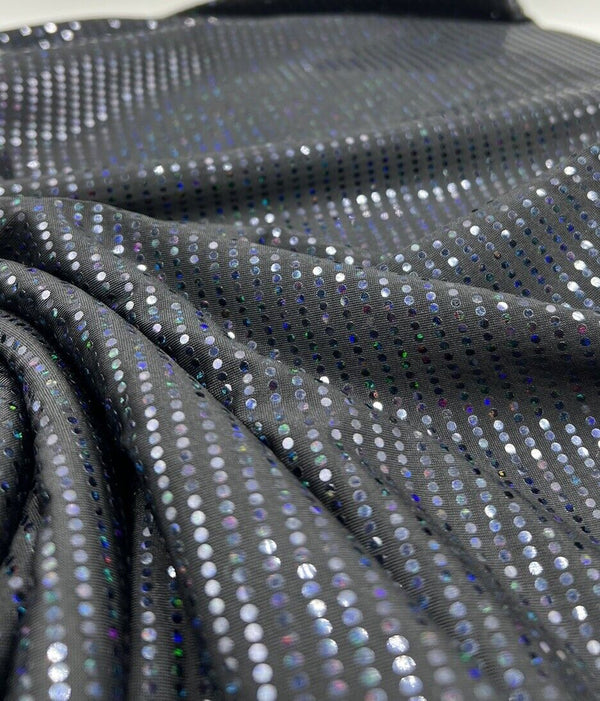 Black Multicoloured Sequin Detail Soft Touch Stretch Fabric
