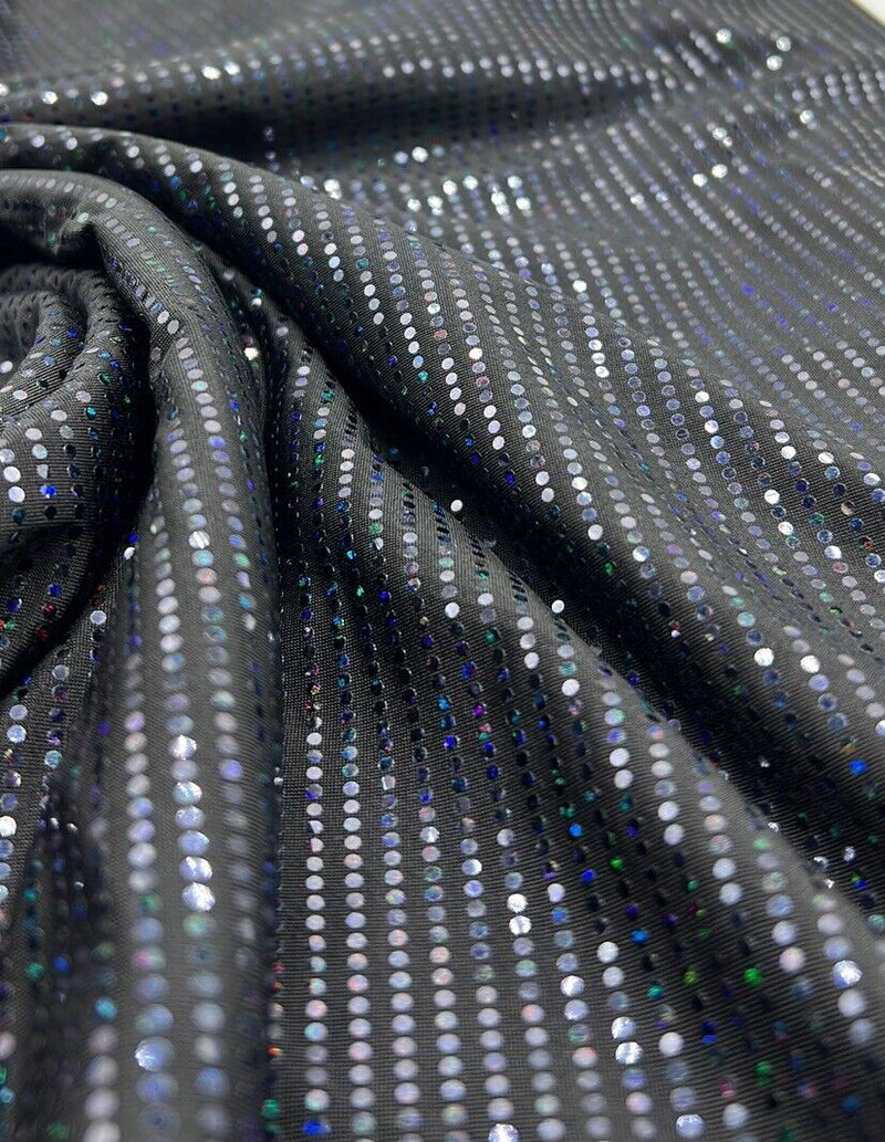 Black Multicoloured Sequin Detail Soft Touch Stretch Fabric