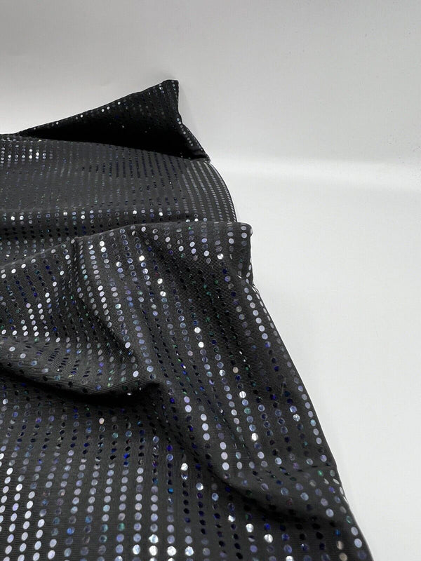 Black Multicoloured Sequin Detail Soft Touch Stretch Fabric