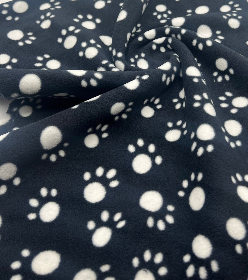 Black Paws Printed Anti-Pil Polar Fleece Fabric Blanket Loungewear