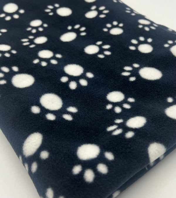 Black Paws Printed Anti-Pil Polar Fleece Fabric Blanket Loungewear