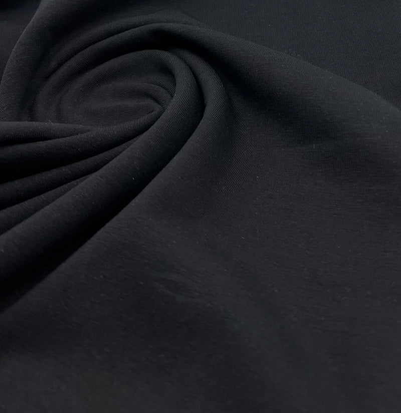 Black Cotton Stretch Jersey 240 GSM 92/8 Lycra 4 Way Stretch