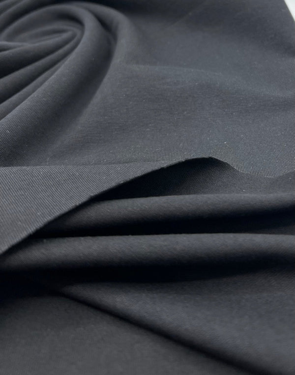 Black Cotton Stretch Jersey 240 GSM 92/8 Lycra 4 Way Stretch