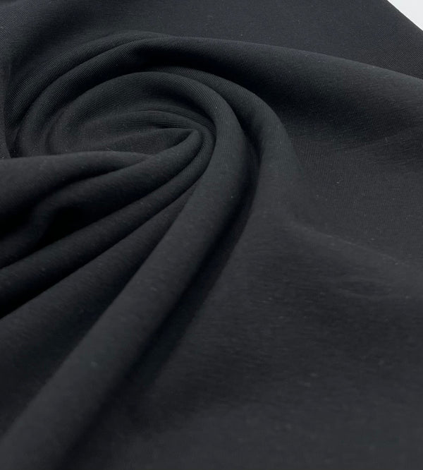 Black Cotton Stretch Jersey 240 GSM 92/8 Lycra 4 Way Stretch