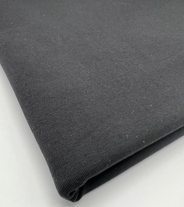 Black Cotton Stretch Jersey 240 GSM 92/8 Lycra 4 Way Stretch