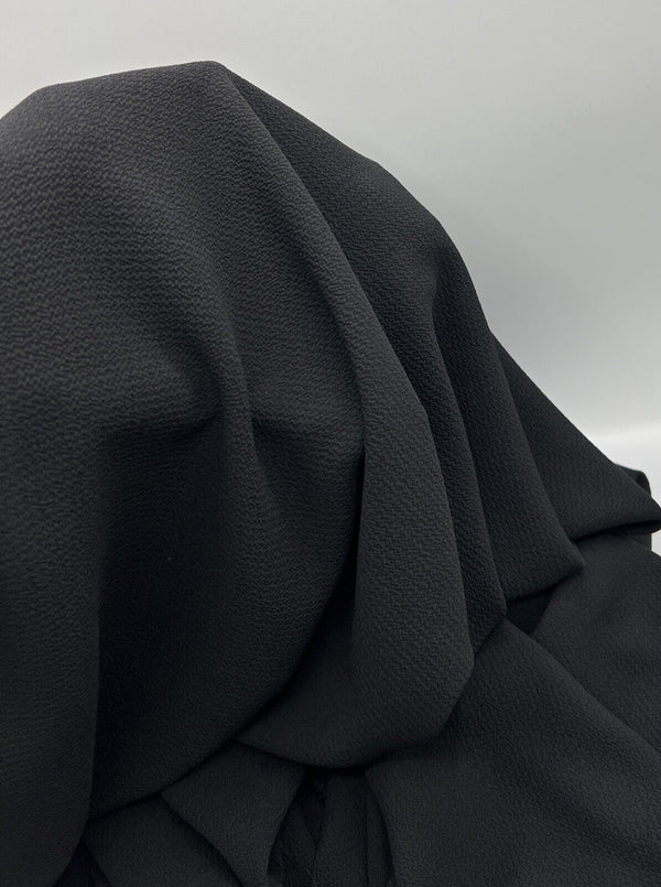 Black Plain Light weight Bubble Crepe Fabric
