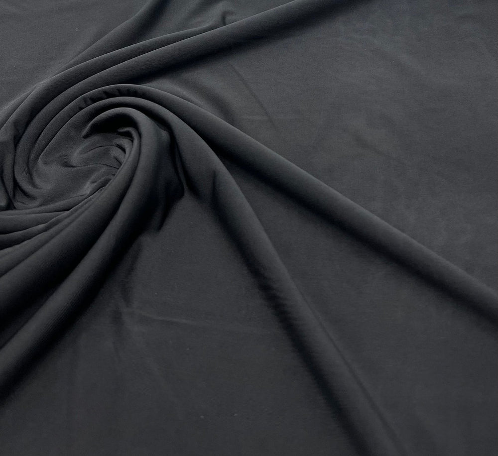Black Plain Shiny Soft Touch Slinky 4 Way Stretch Fabric