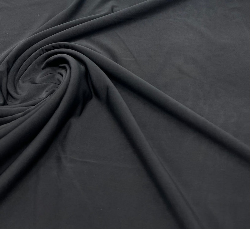 Black Plain Shiny Soft Touch Slinky 4 Way Stretch Fabric