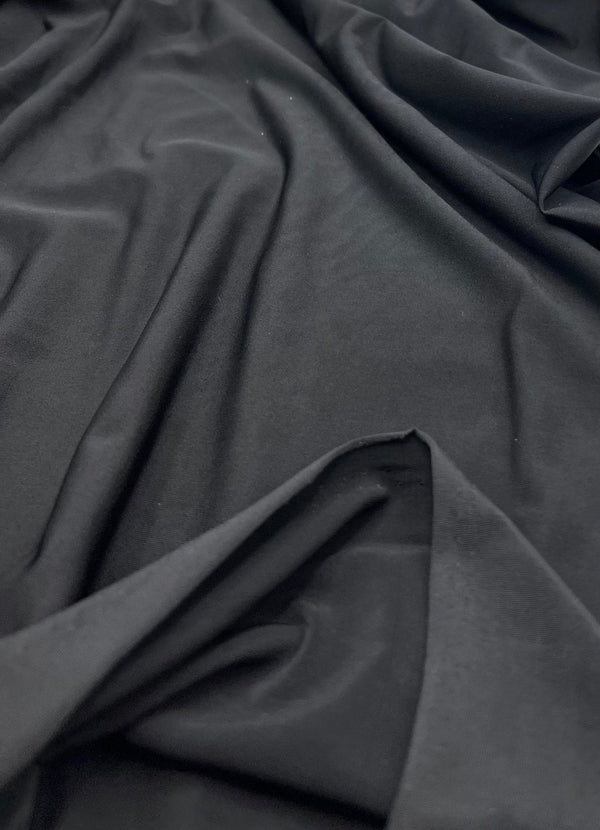 Black Plain Shiny Soft Touch Slinky 4 Way Stretch Fabric