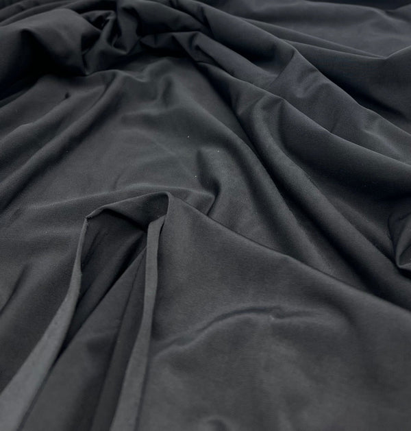 Black Plain Shiny Soft Touch Slinky 4 Way Stretch Fabric