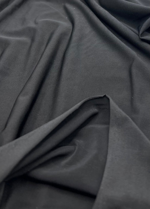 Black Plain Shiny Soft Touch Slinky 4 Way Stretch Fabric