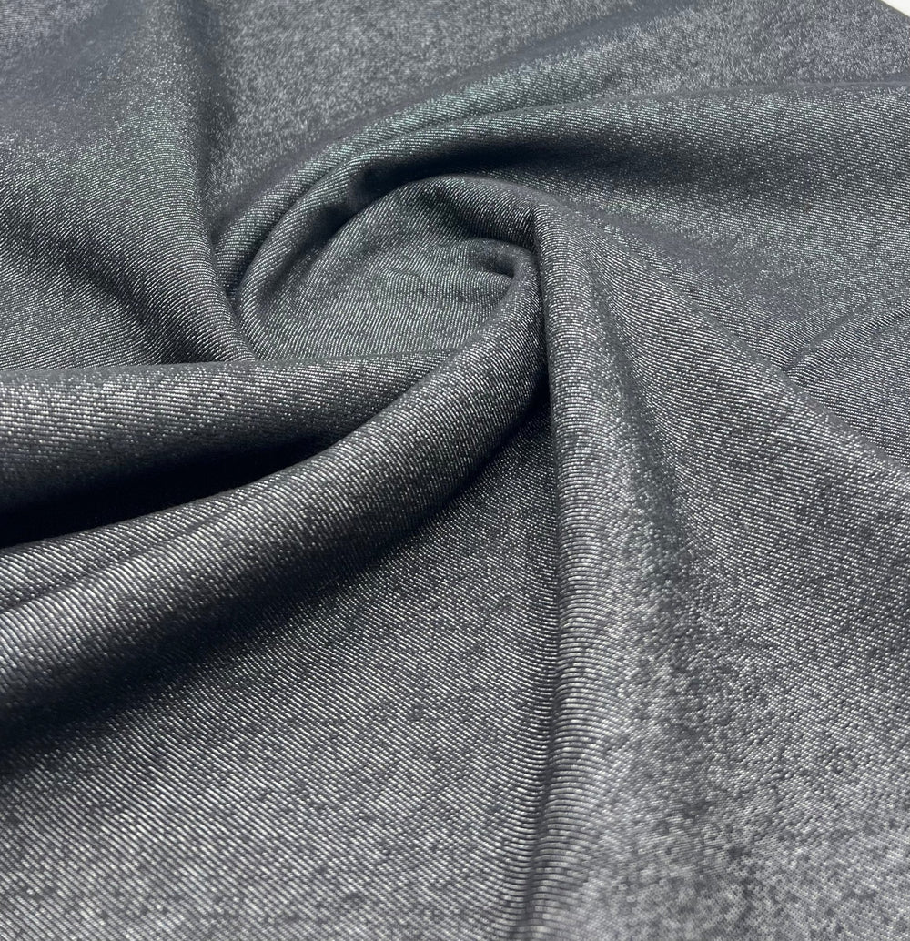 Black Plain Washed Stretch Denim 280GSM