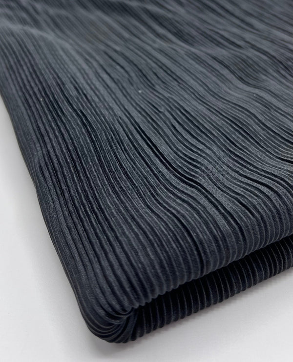 Black Plisse Pleated Stretch Fabric