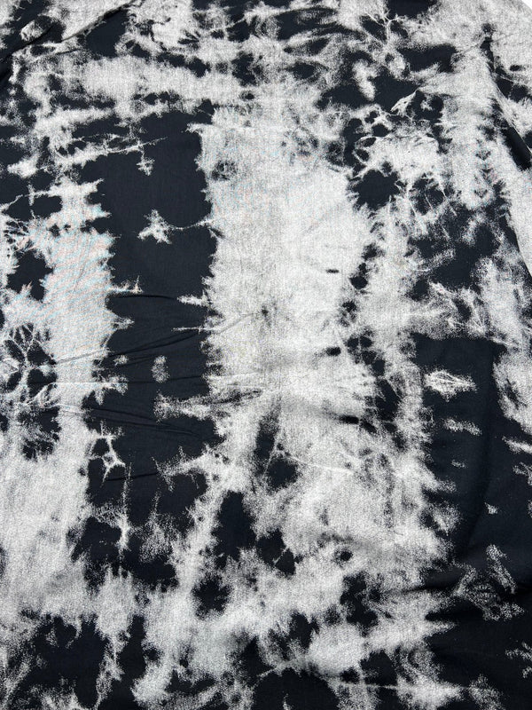 Black Silver Grey Tie Dye Print Viscose Elastane Fabric
