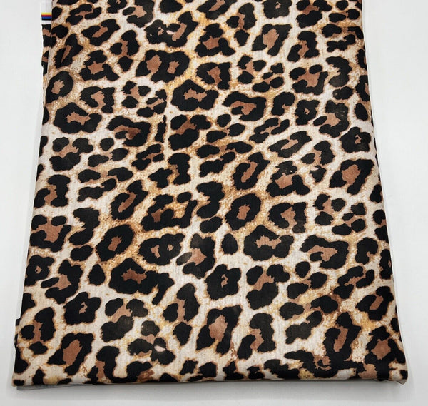 Black Tan Animal Print Spun Poly Stretch Fabric