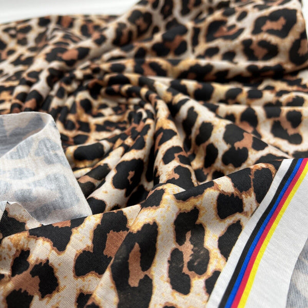 Black Tan Animal Print Spun Poly Stretch Fabric