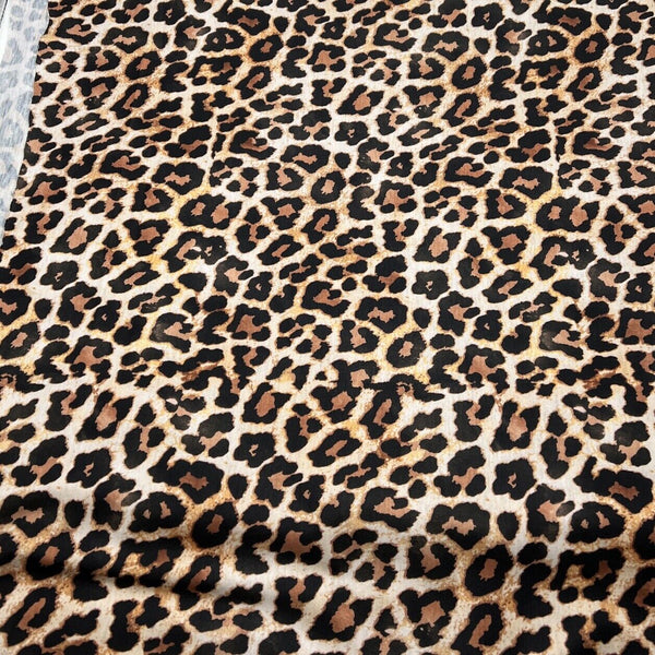 Black Tan Animal Print Spun Poly Stretch Fabric