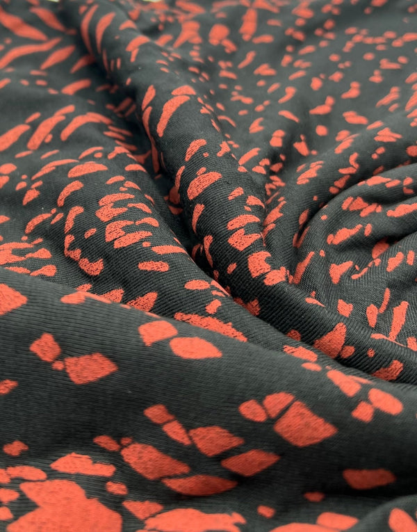 Black Terracotta Spot Mix Viscose Elastane 4 Way Stretch Fabric