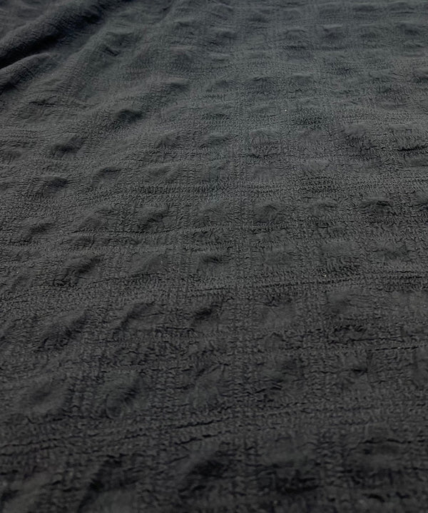 Black Textured Bubble Non Stretch Fabric