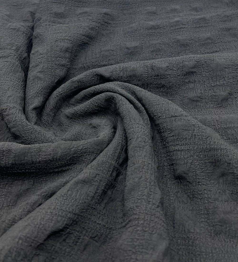 Black Textured Bubble Non Stretch Fabric