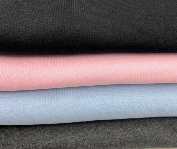 Black Thick Cotton Mix Sweatshirt Fabric 250 GSM 2 Way Stretch