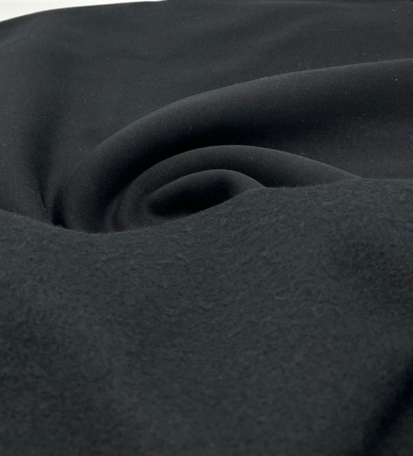 Black Thick Cotton Mix Sweatshirt Fabric 250 GSM 2 Way Stretch