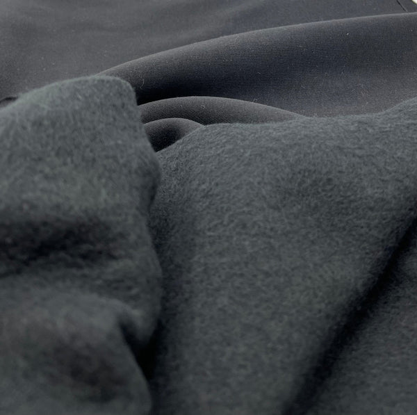Black Thick Cotton Mix Sweatshirt Fabric 250 GSM 2 Way Stretch