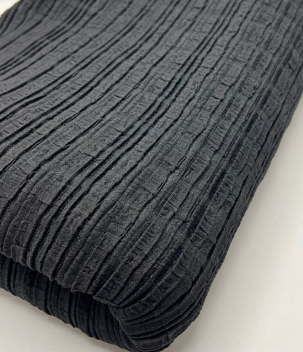 Black Thick Textured 4 Way Stretch Fabric