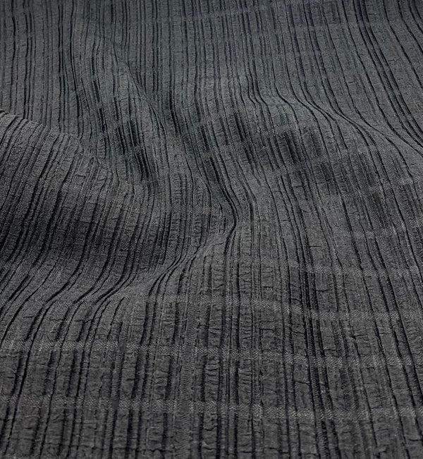 Black Thick Textured 4 Way Stretch Fabric