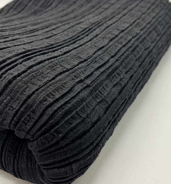 Black Thick Textured 4 Way Stretch Fabric