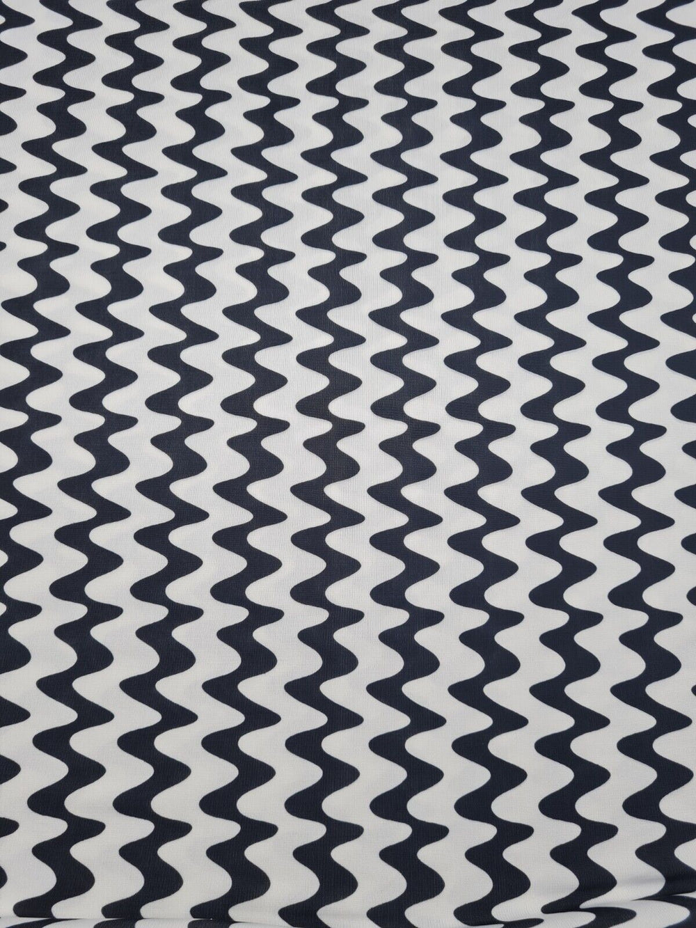Black Vertical Wiggle Print Soft Touch Stretch Fabric