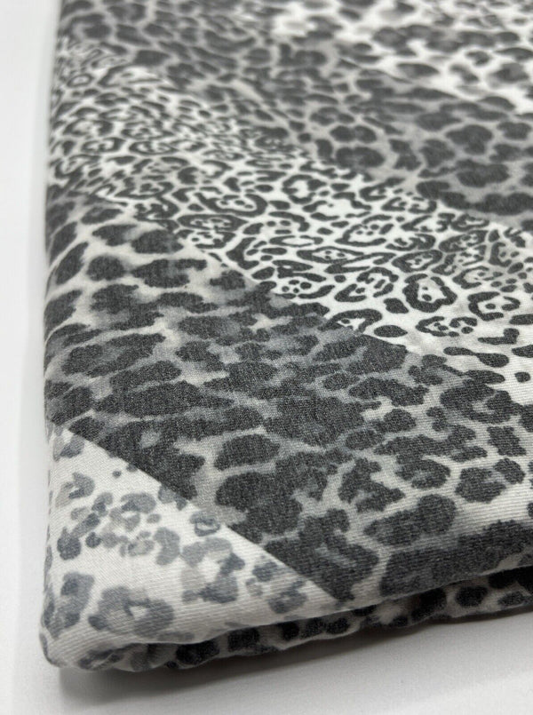 Black & White Animal Diagonal Print Viscose Elastane Fabric