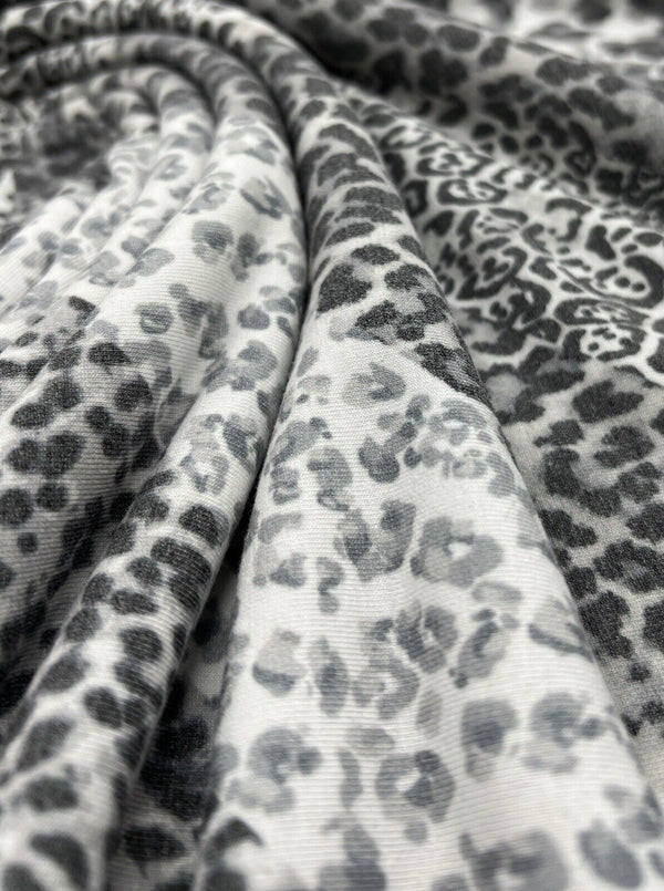 Black & White Animal Diagonal Print Viscose Elastane Fabric