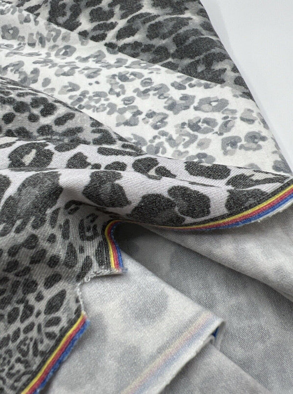 Black & White Animal Diagonal Print Viscose Elastane Fabric