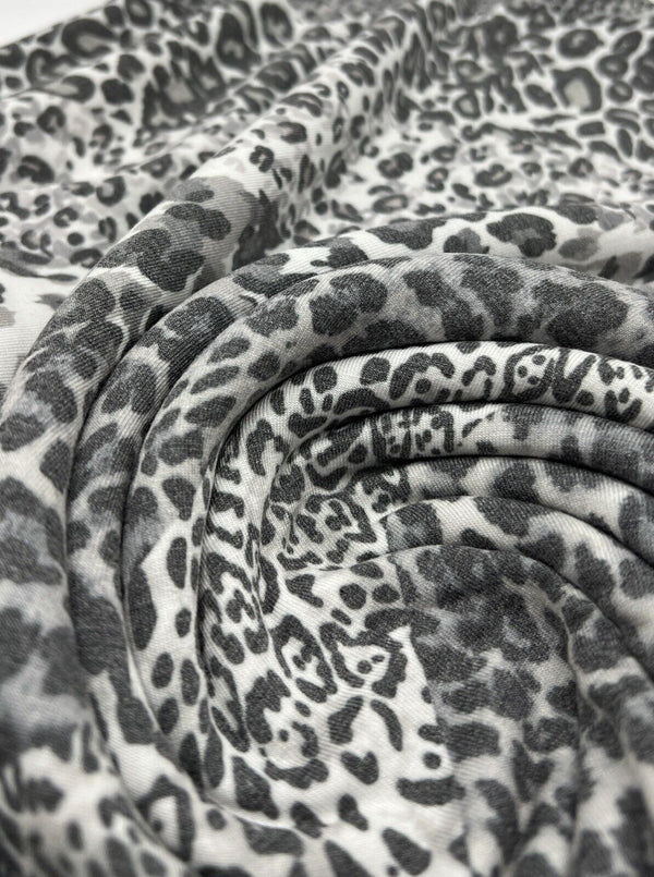 Black & White Animal Diagonal Print Viscose Elastane Fabric