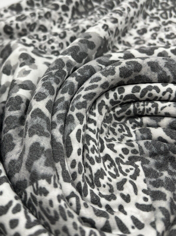Black & White Animal Diagonal Print Viscose Elastane Fabric