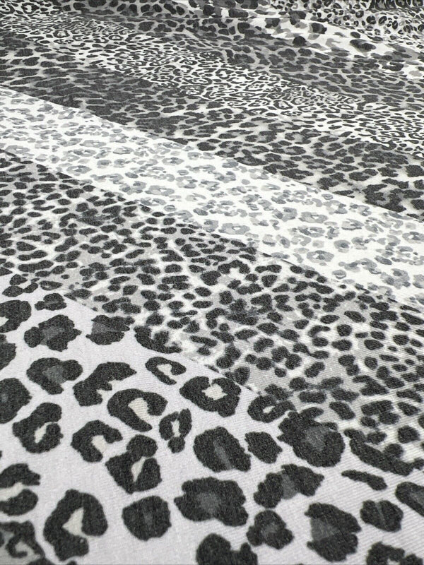 Black & White Animal Diagonal Print Viscose Elastane Fabric