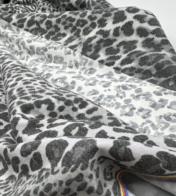 Black & White Animal Diagonal Print Viscose Elastane Fabric